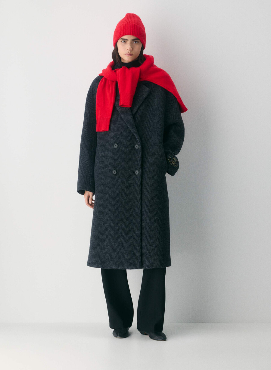 berretto a coste in cashmere rosso lampeggiante