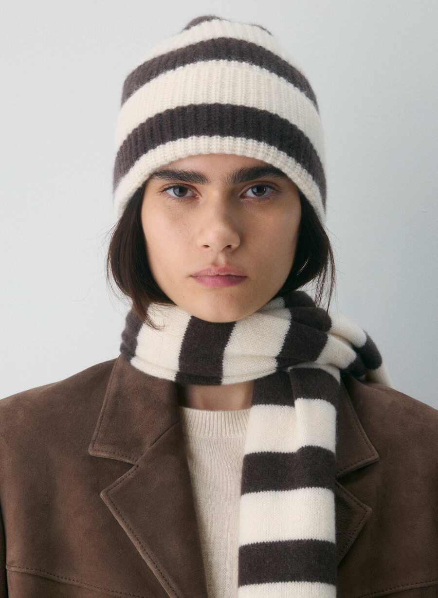 berretto a coste in cashmere whsp bianco rch m br