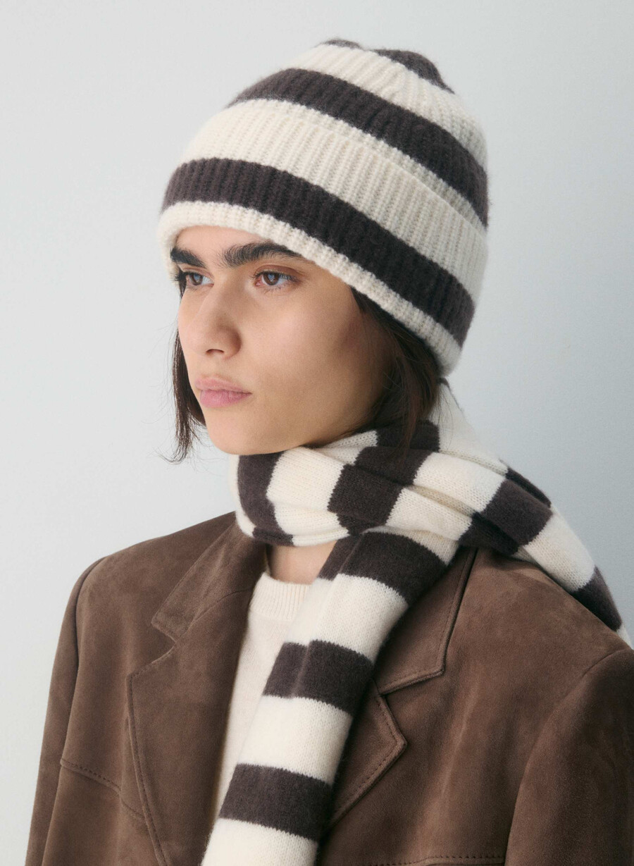 berretto a coste in cashmere whsp bianco rch m br