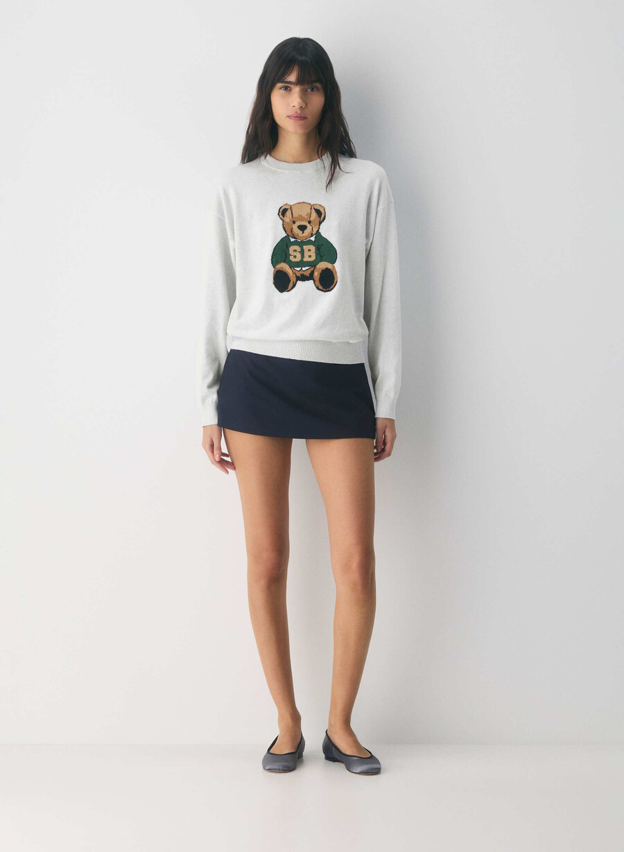 maglione cotton charm prep icon h cld wht teddy bea