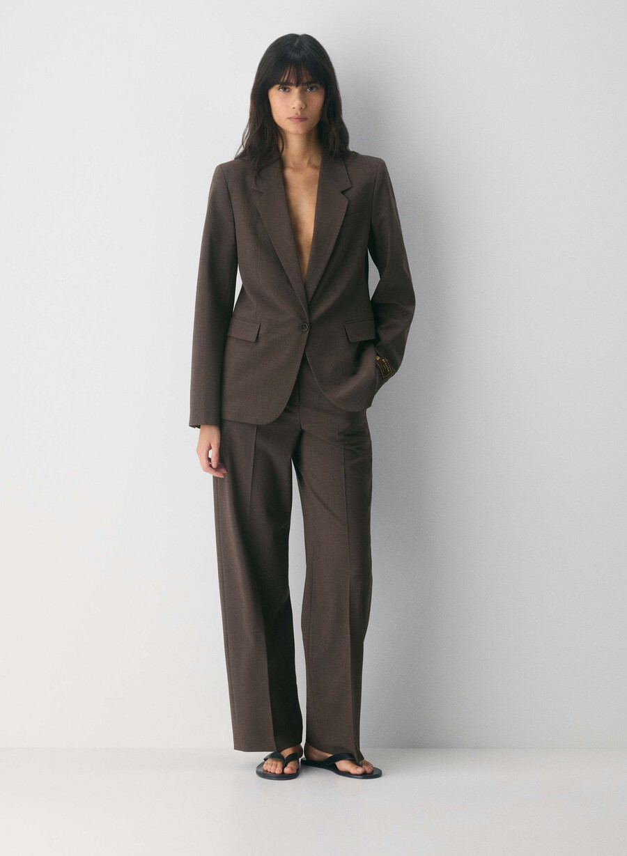 pantaloni in lana new agency heather rich mocha brn