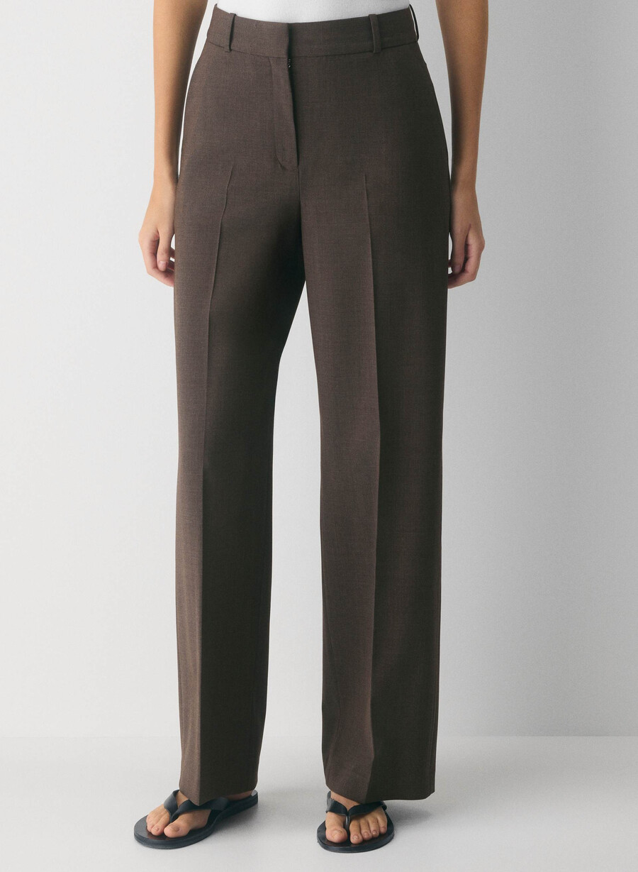 pantaloni in lana new agency heather rich mocha brn