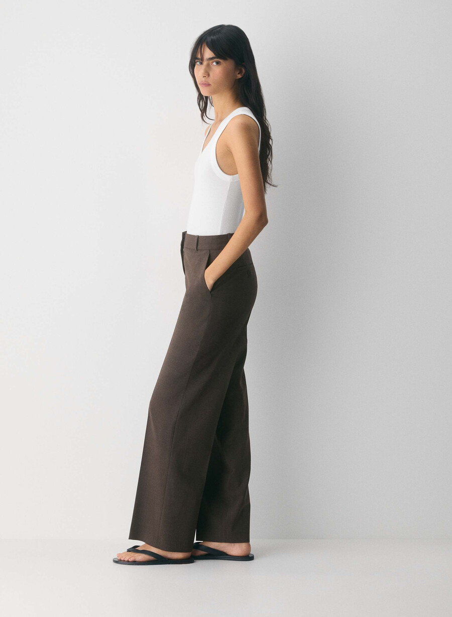 pantaloni in lana new agency heather rich mocha brn