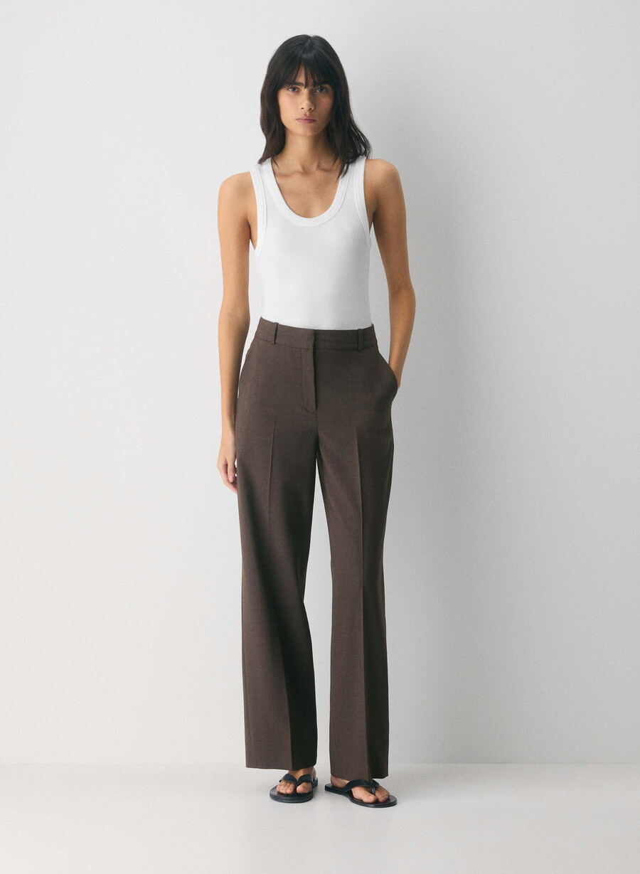 pantaloni in lana new agency heather rich mocha brn