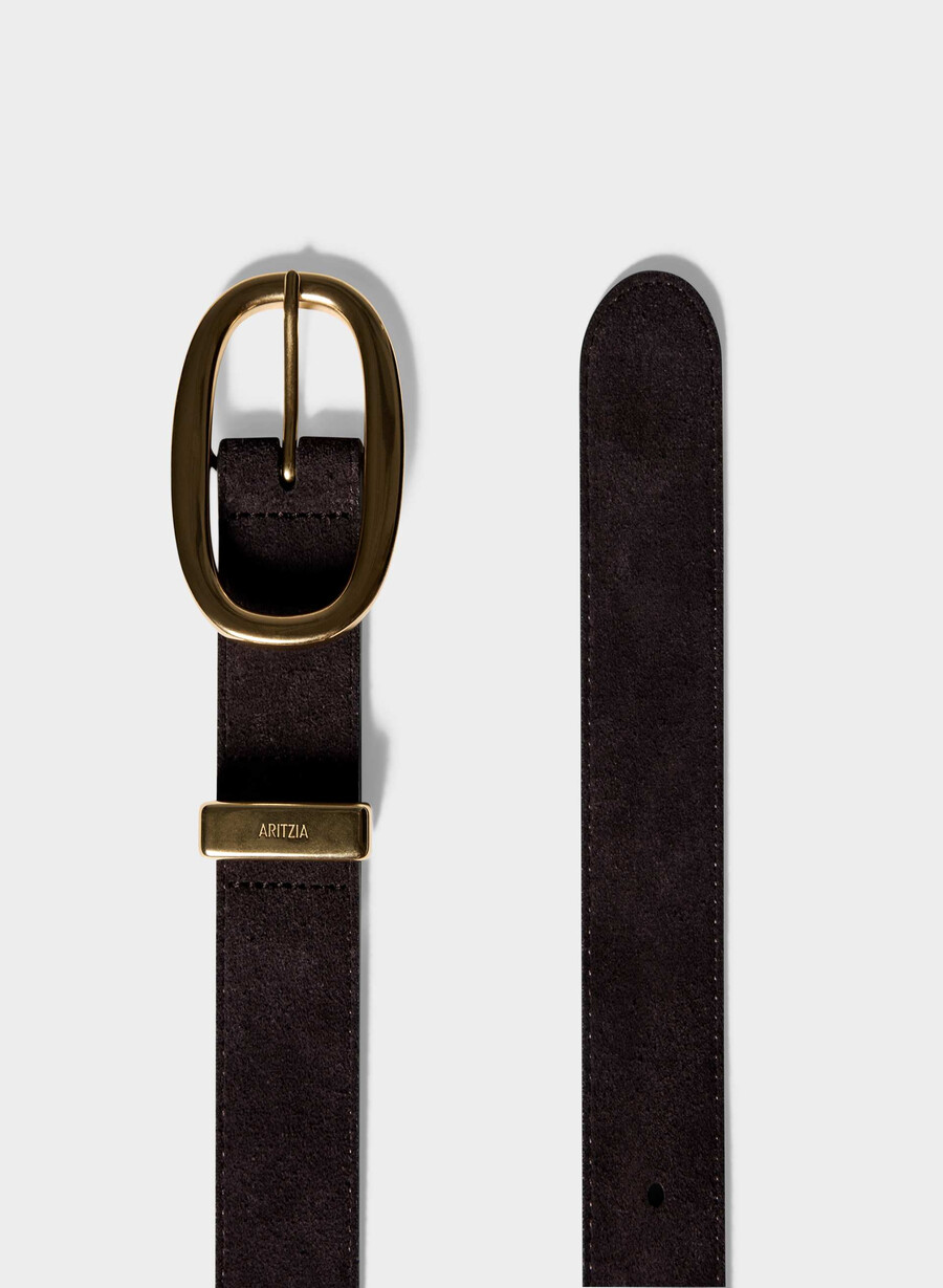 cintura larga in pelle scamosciata in ottone massiccio lifetime marroneoro moderno