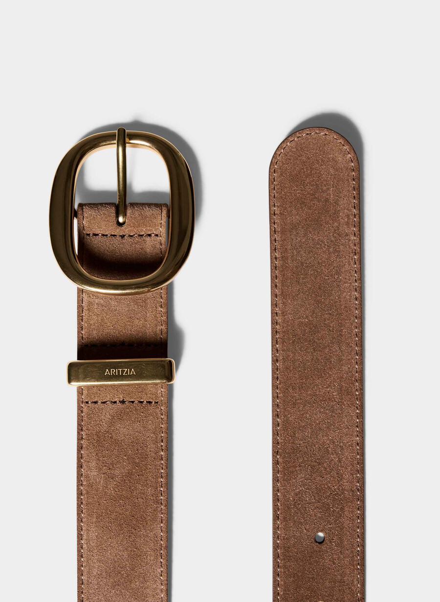 cintura larga in pelle scamosciata in ottone massiccio lifetime marrone ombra grezzooro