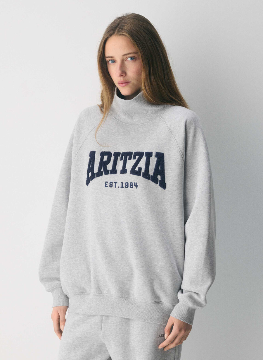 felpa con cappuccio cozy sweatfleece mega raglan collo a imbuto h chrome admiral