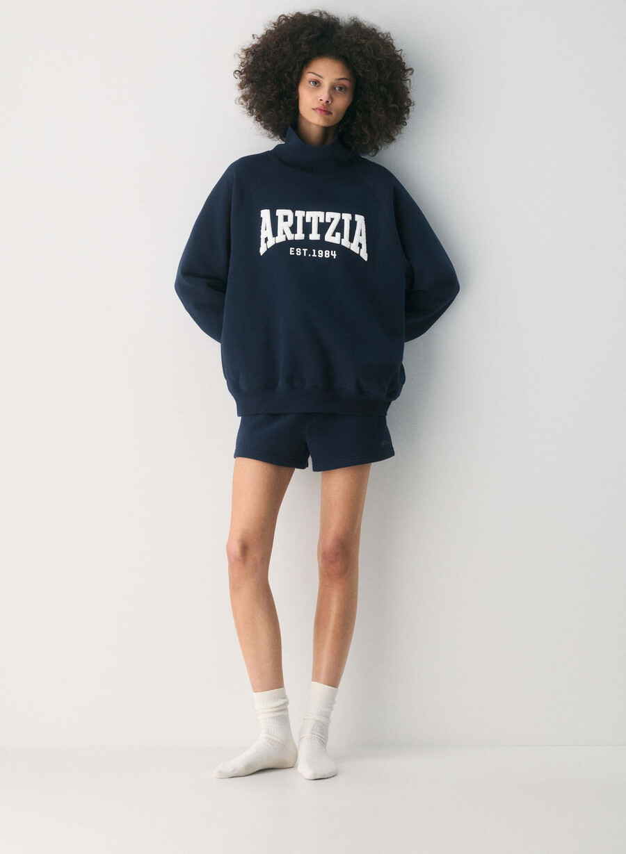 felpa con cappuccio cozy sweatfleece mega raglan con collo a imbuto admiral light birch