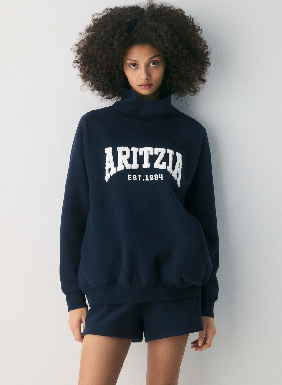 felpa con cappuccio cozy sweatfleece mega raglan con collo a imbuto admiral light birch