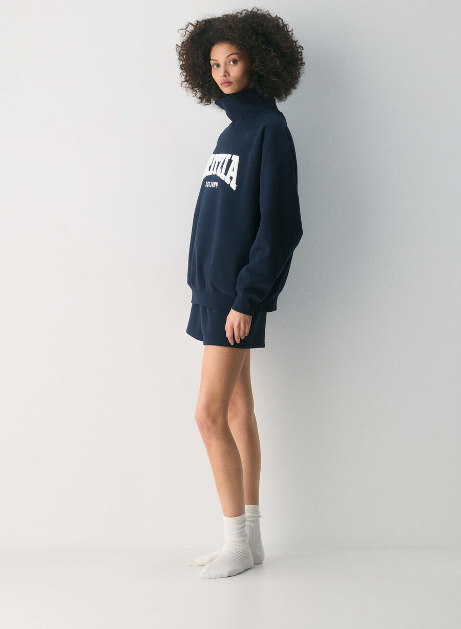 felpa con cappuccio cozy sweatfleece mega raglan con collo a imbuto admiral light birch