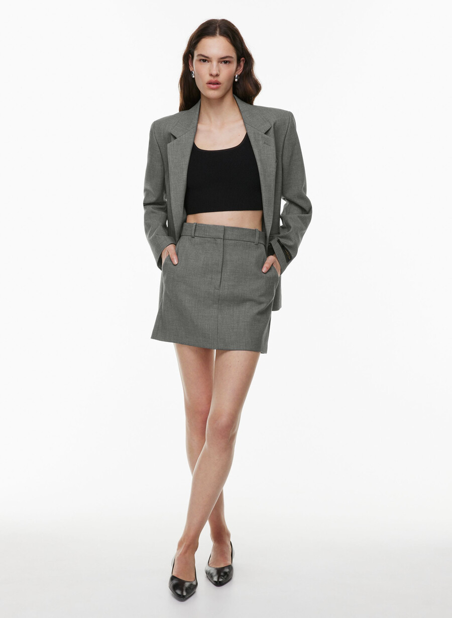 canotta corta con scollo quadrato in maglia sculpt nero