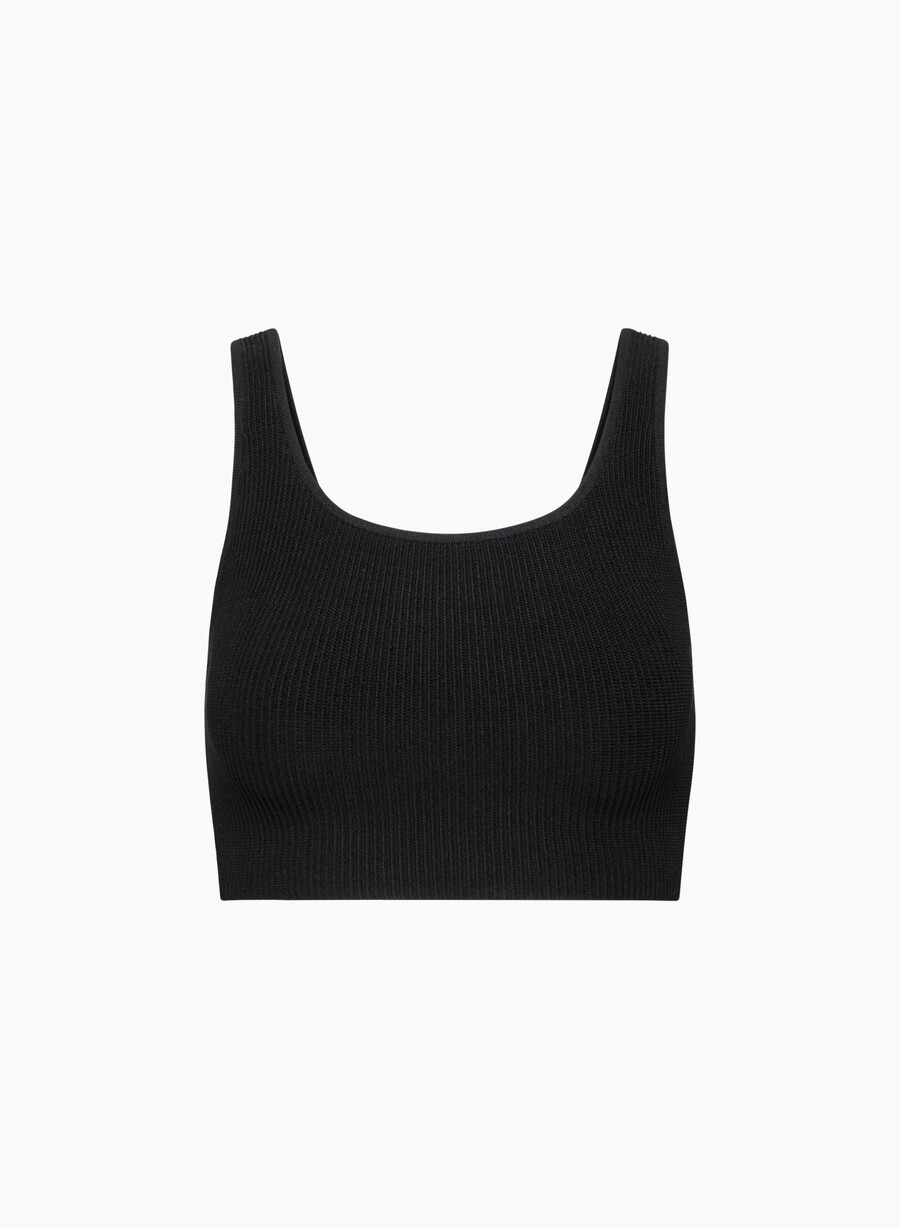 canotta corta con scollo quadrato in maglia sculpt nero