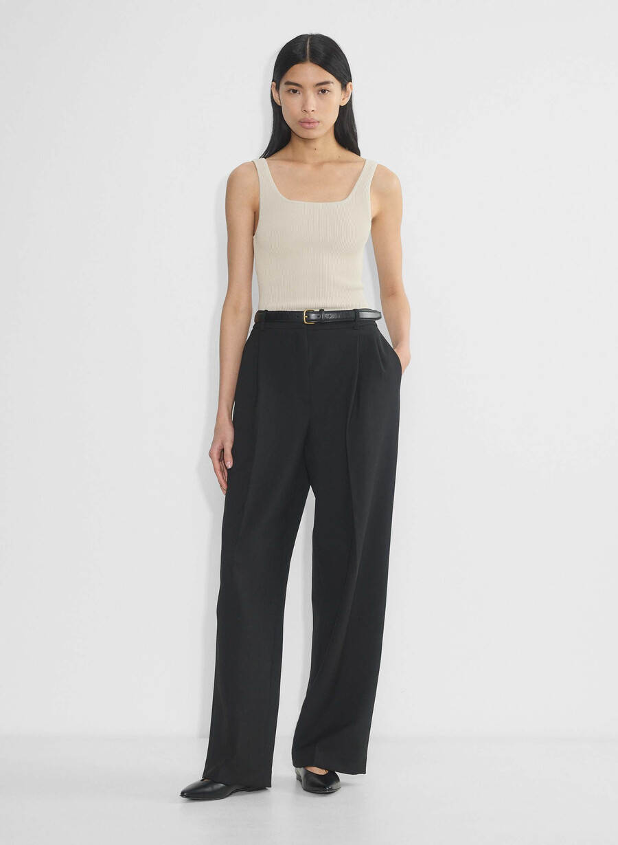 canotta sculpt knit squareneck matte pearl
