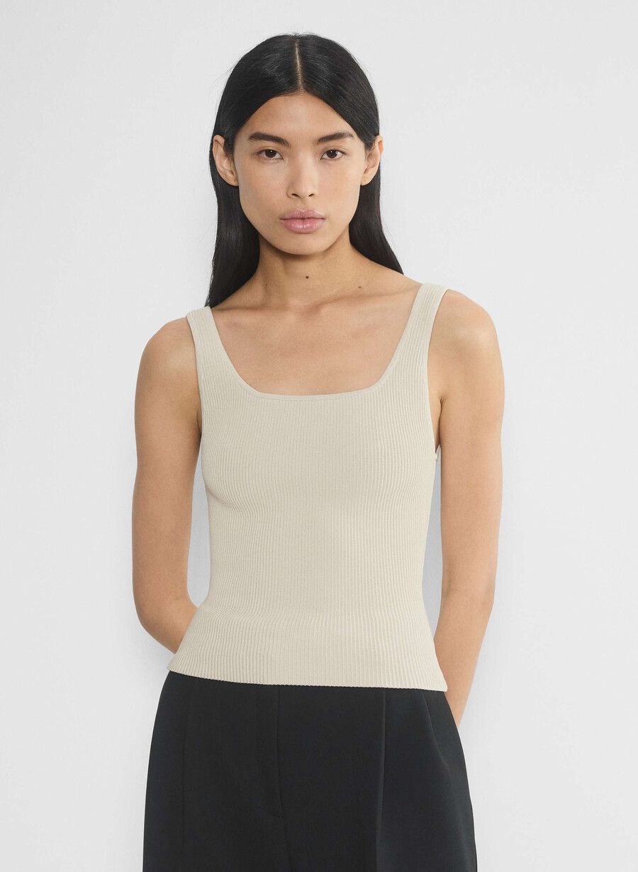 canotta sculpt knit squareneck matte pearl