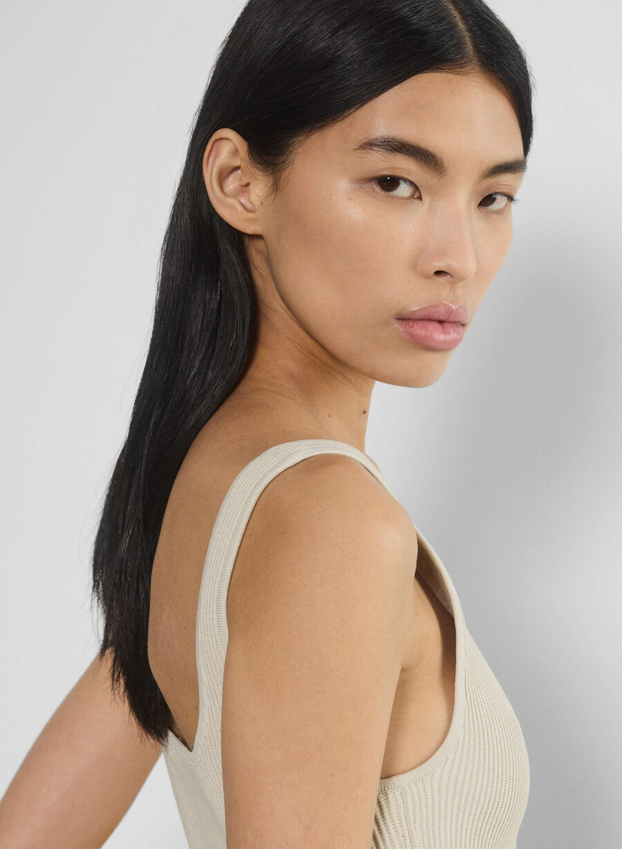 canotta sculpt knit squareneck matte pearl