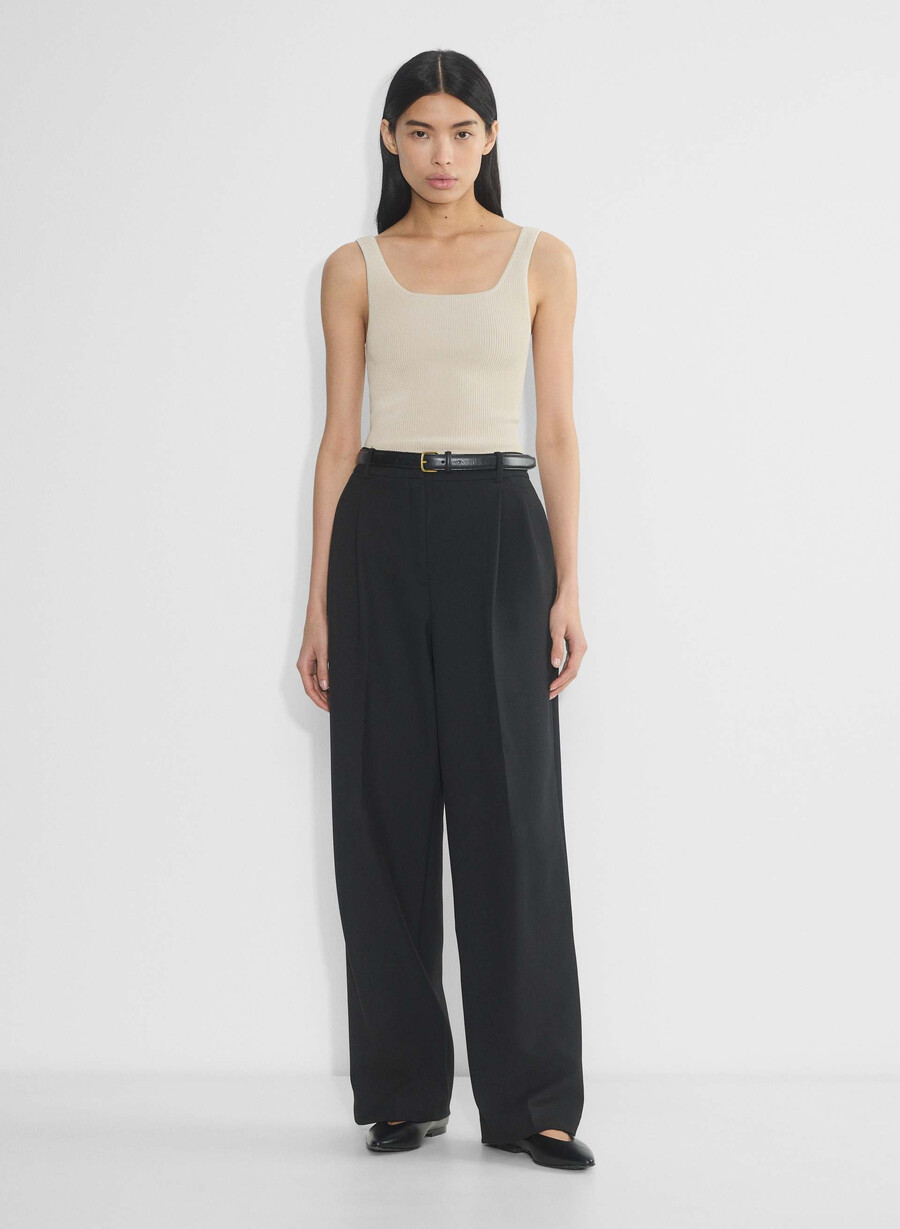 canotta sculpt knit squareneck matte pearl