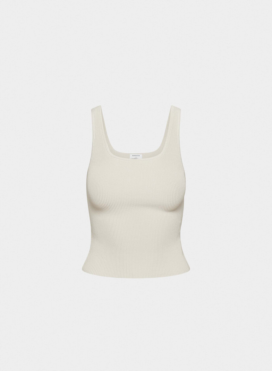 canotta sculpt knit squareneck matte pearl