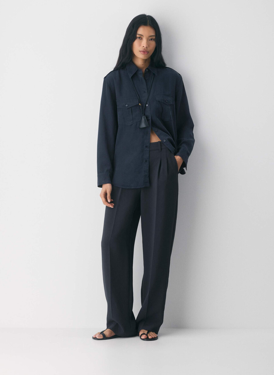 the effortless pant - crepette dark navy
