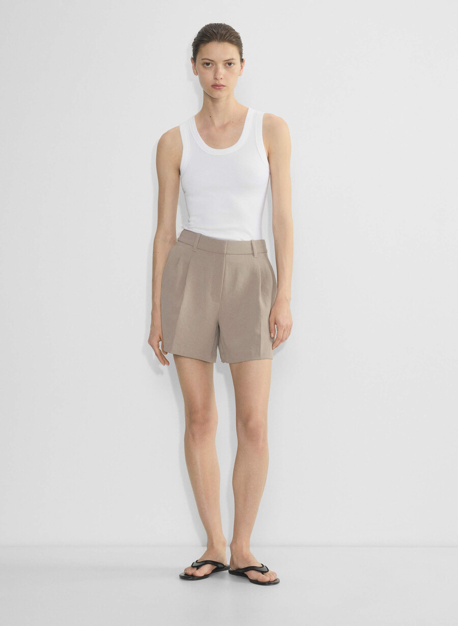the effortless short mid-thigh - crepette nomad taupe