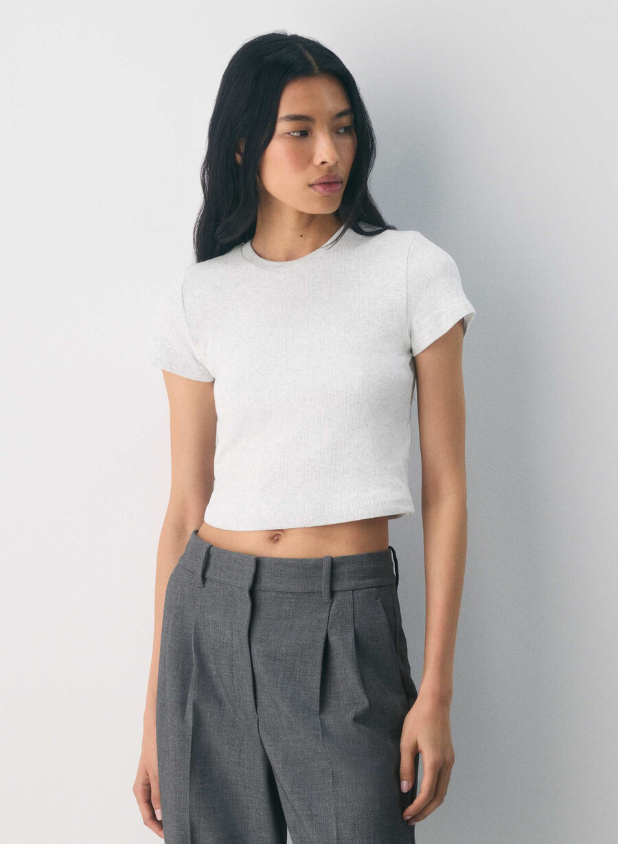 t-shirt homestretch rib tune waist heather cloud white