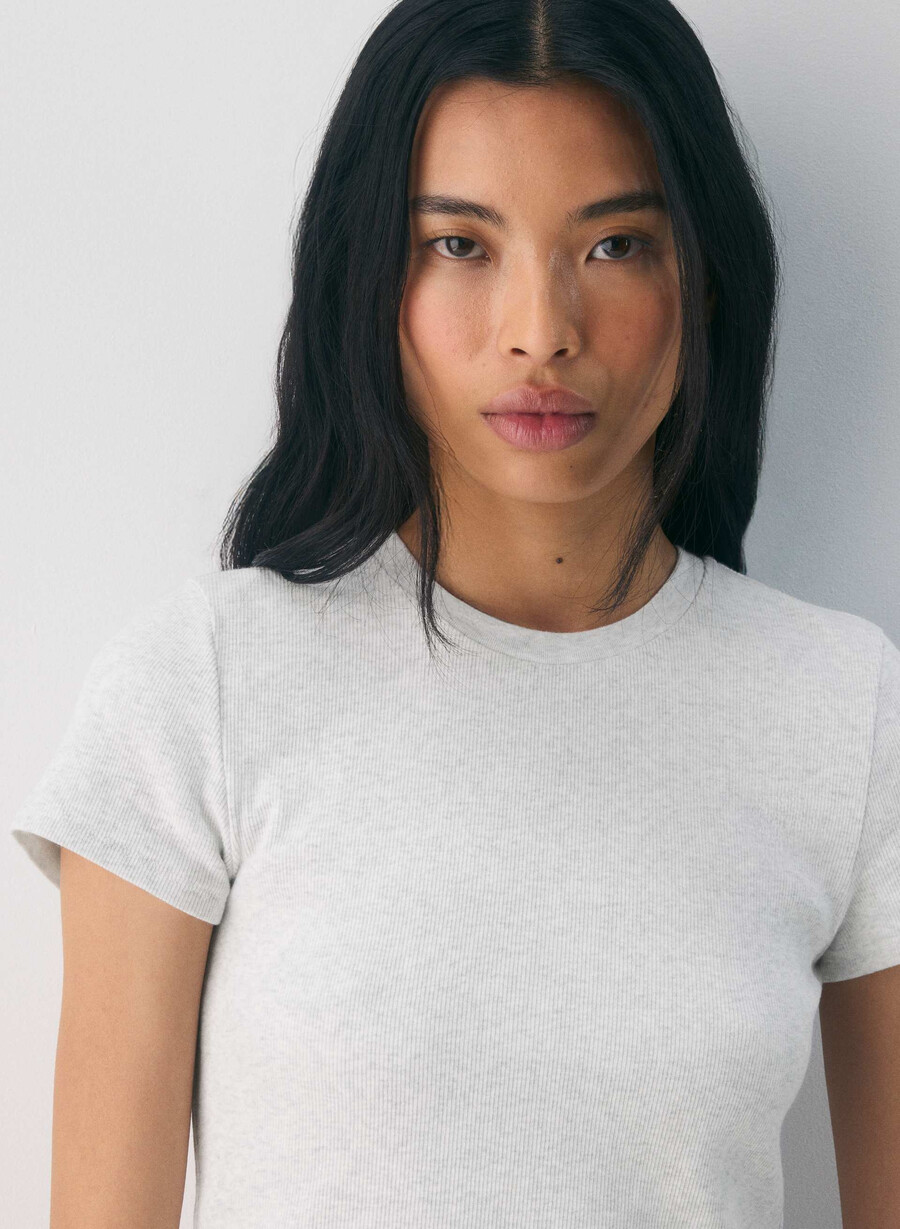 t-shirt homestretch rib tune waist heather cloud white
