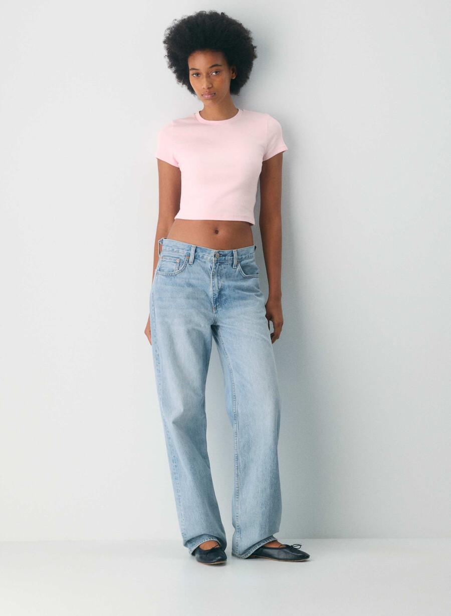t-shirt homestretch rib tune waist villa pink