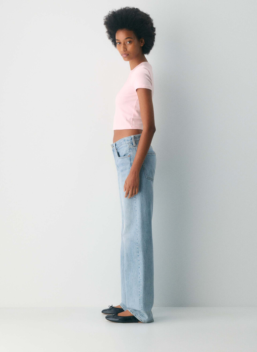 t-shirt homestretch rib tune waist villa pink