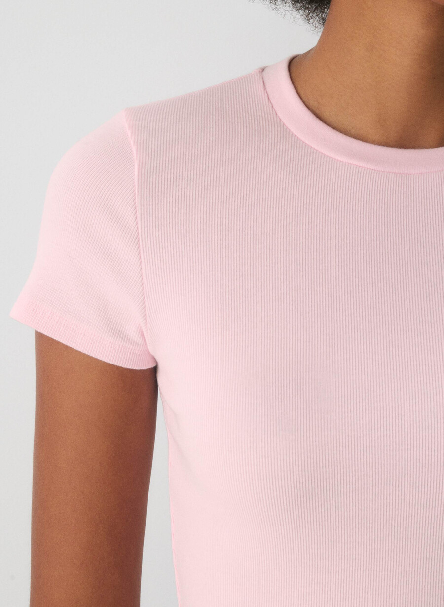 t-shirt homestretch rib tune waist villa pink
