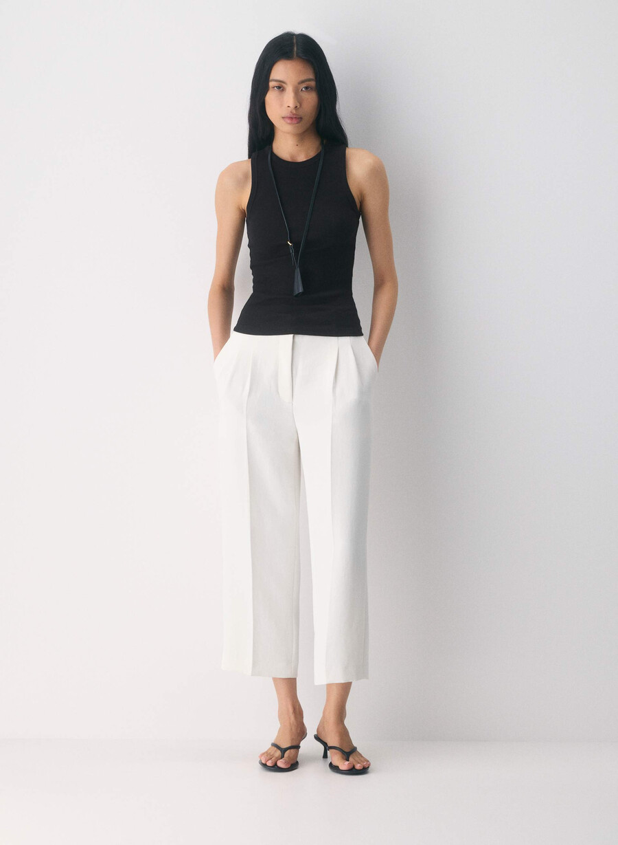 the effortless pant cropped - crepette light birch