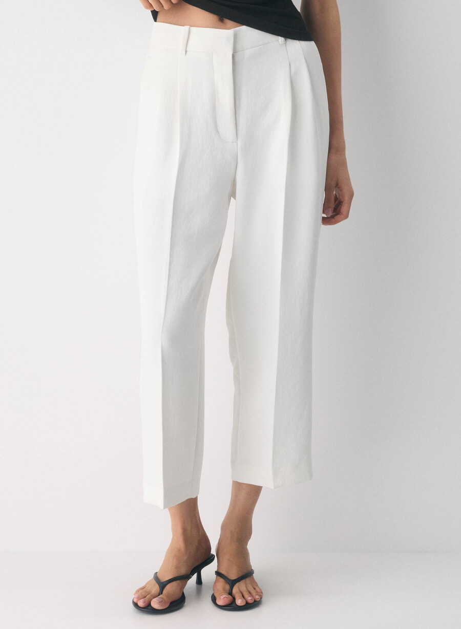 the effortless pant cropped - crepette light birch