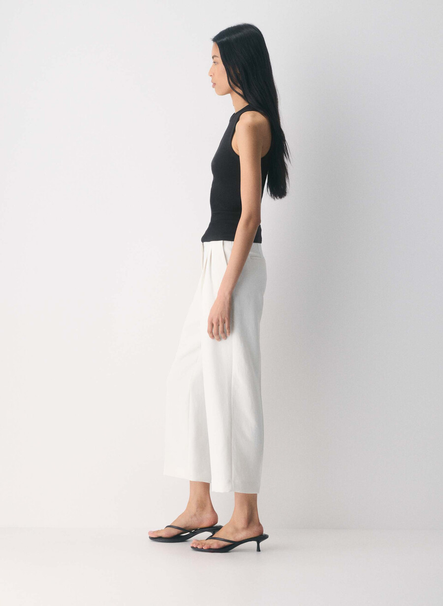 the effortless pant cropped - crepette light birch