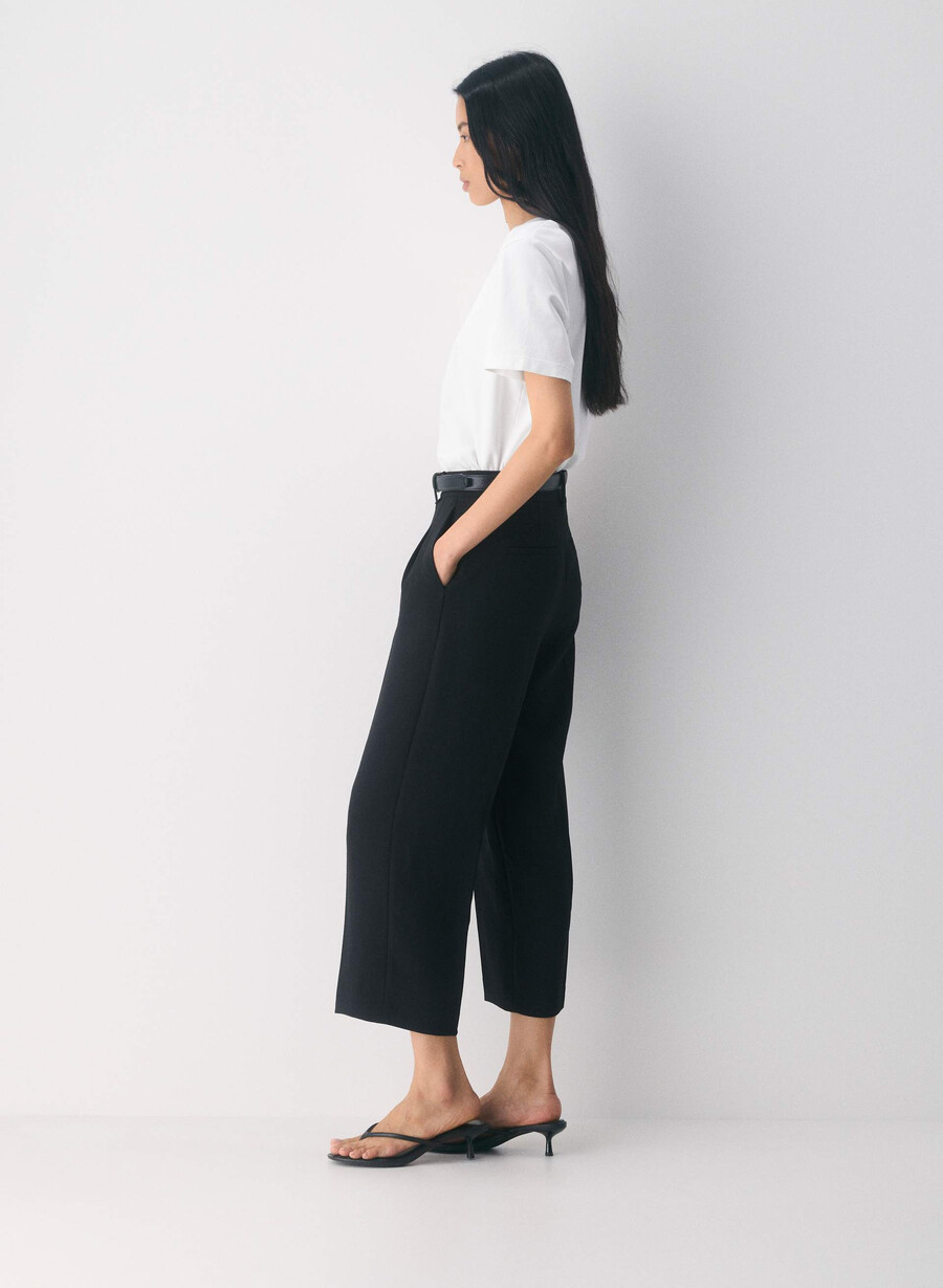 the effortless pant cropped - crepette nero