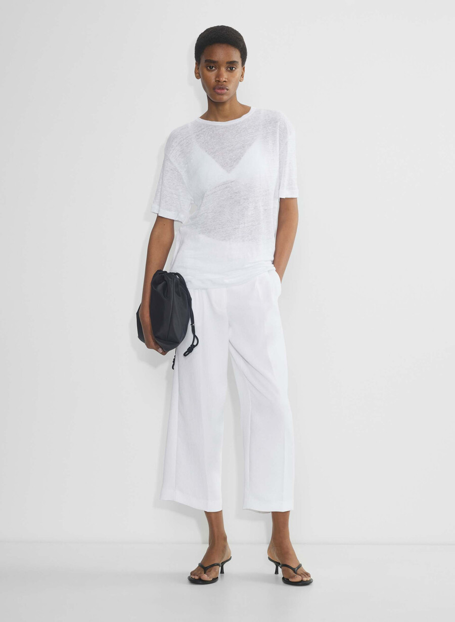 the effortless pant cropped - crepette bianco