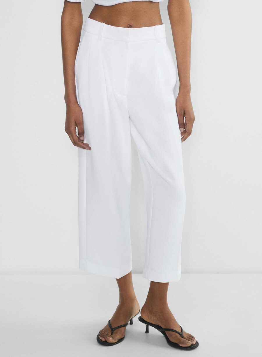 the effortless pant cropped - crepette bianco