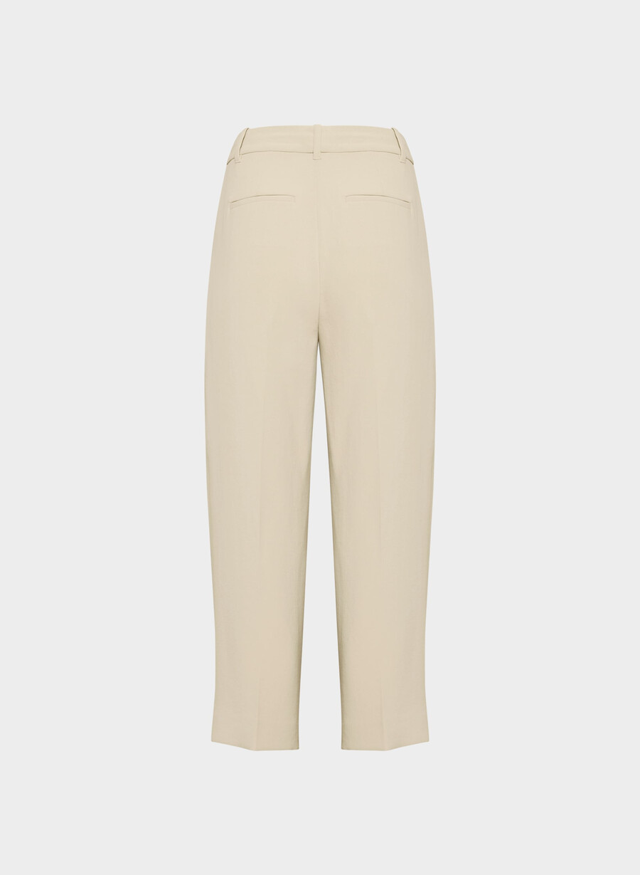 the effortless pant cropped - crepette marcona beige