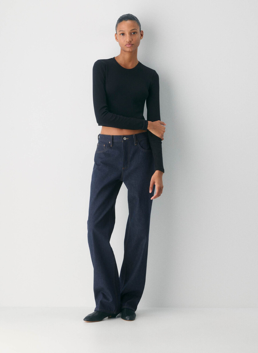 maglia a maniche lunghe homestretch rib crew waist nero