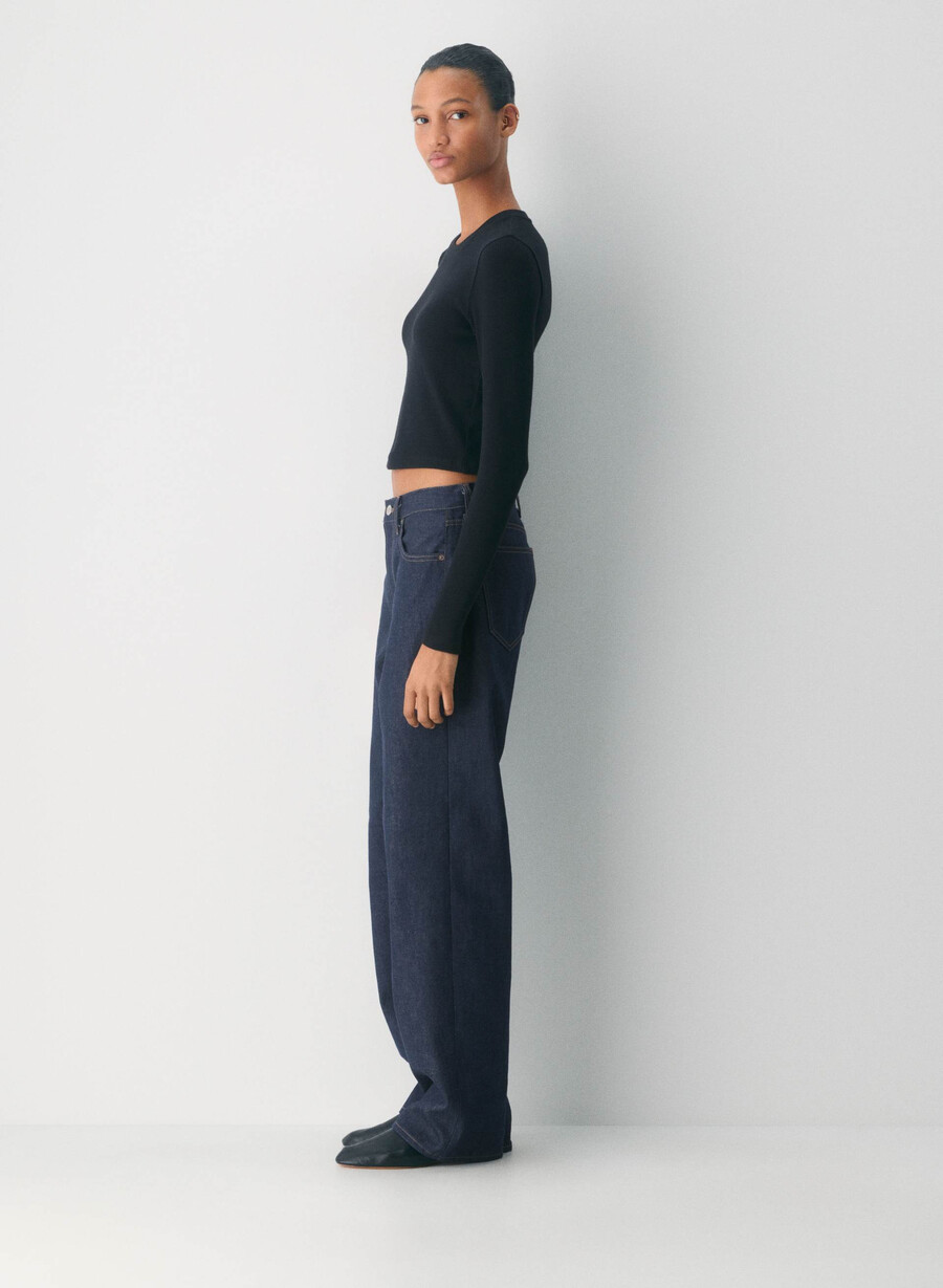 maglia a maniche lunghe homestretch rib crew waist nero