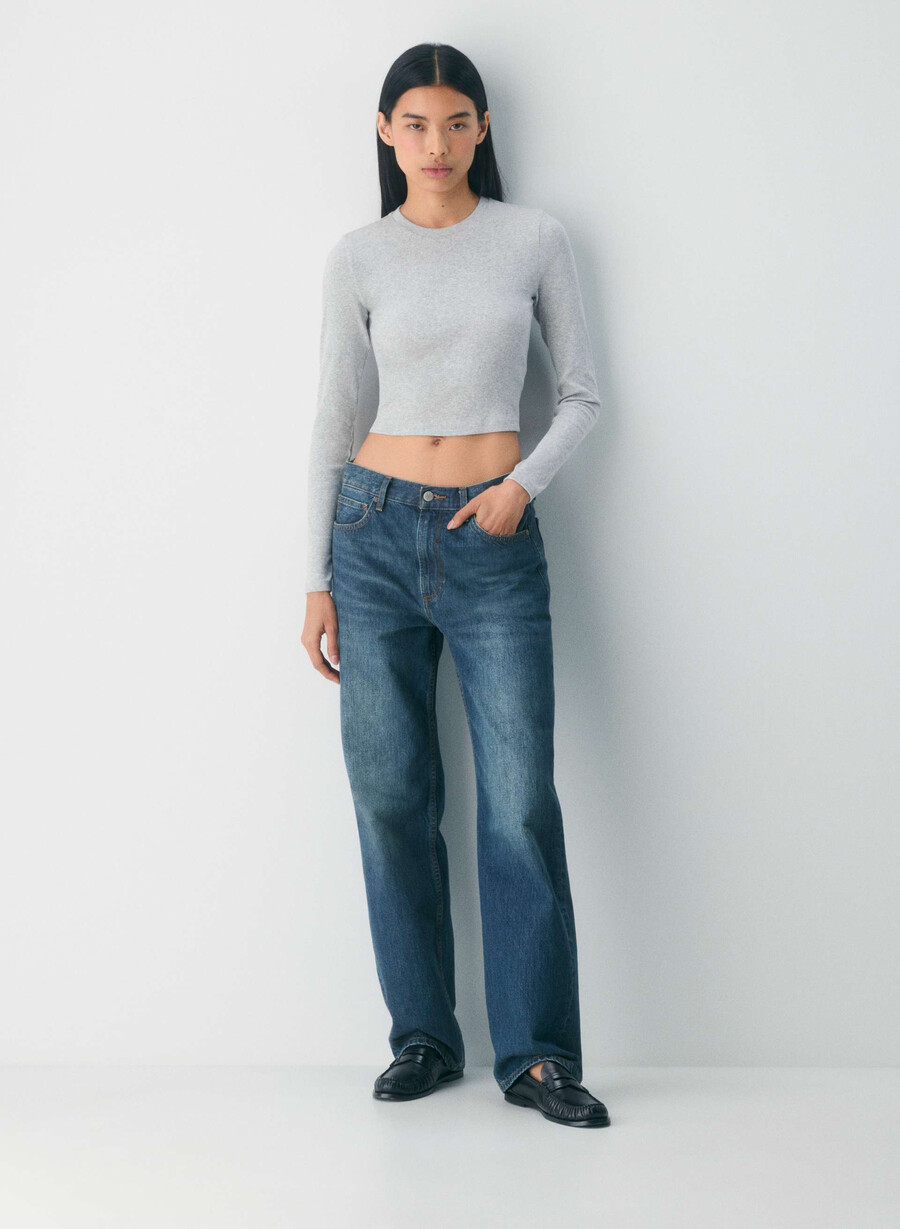 maglia a maniche lunghe homestretch rib crew waist heather chrome