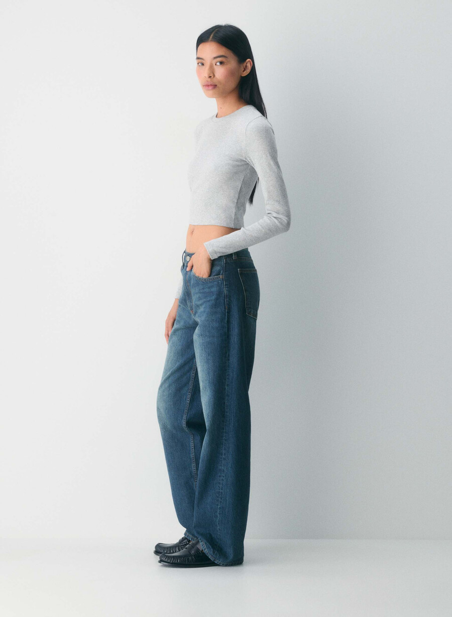 maglia a maniche lunghe homestretch rib crew waist heather chrome
