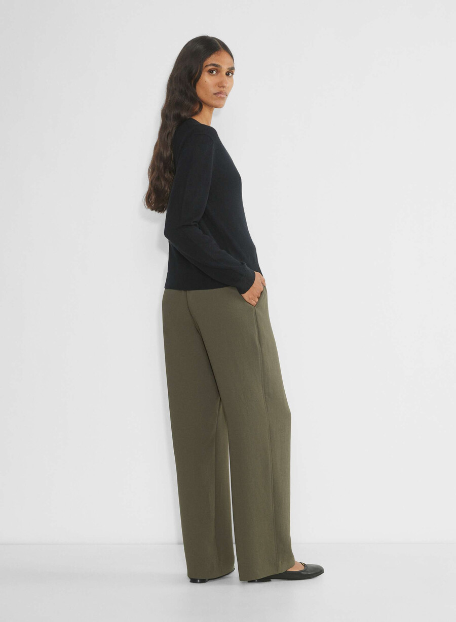 pantaloni thesis - crepette oliva scura