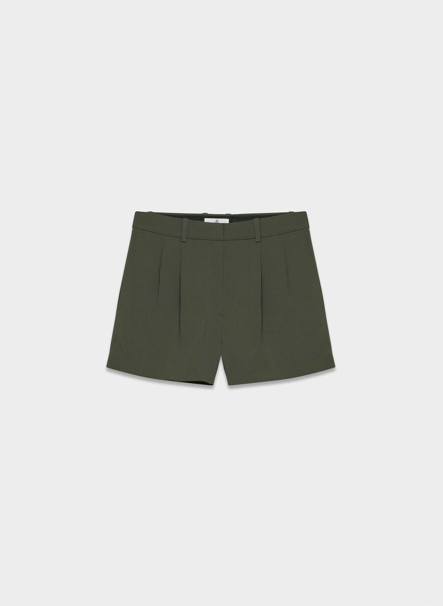 mini short plissettato dark olive