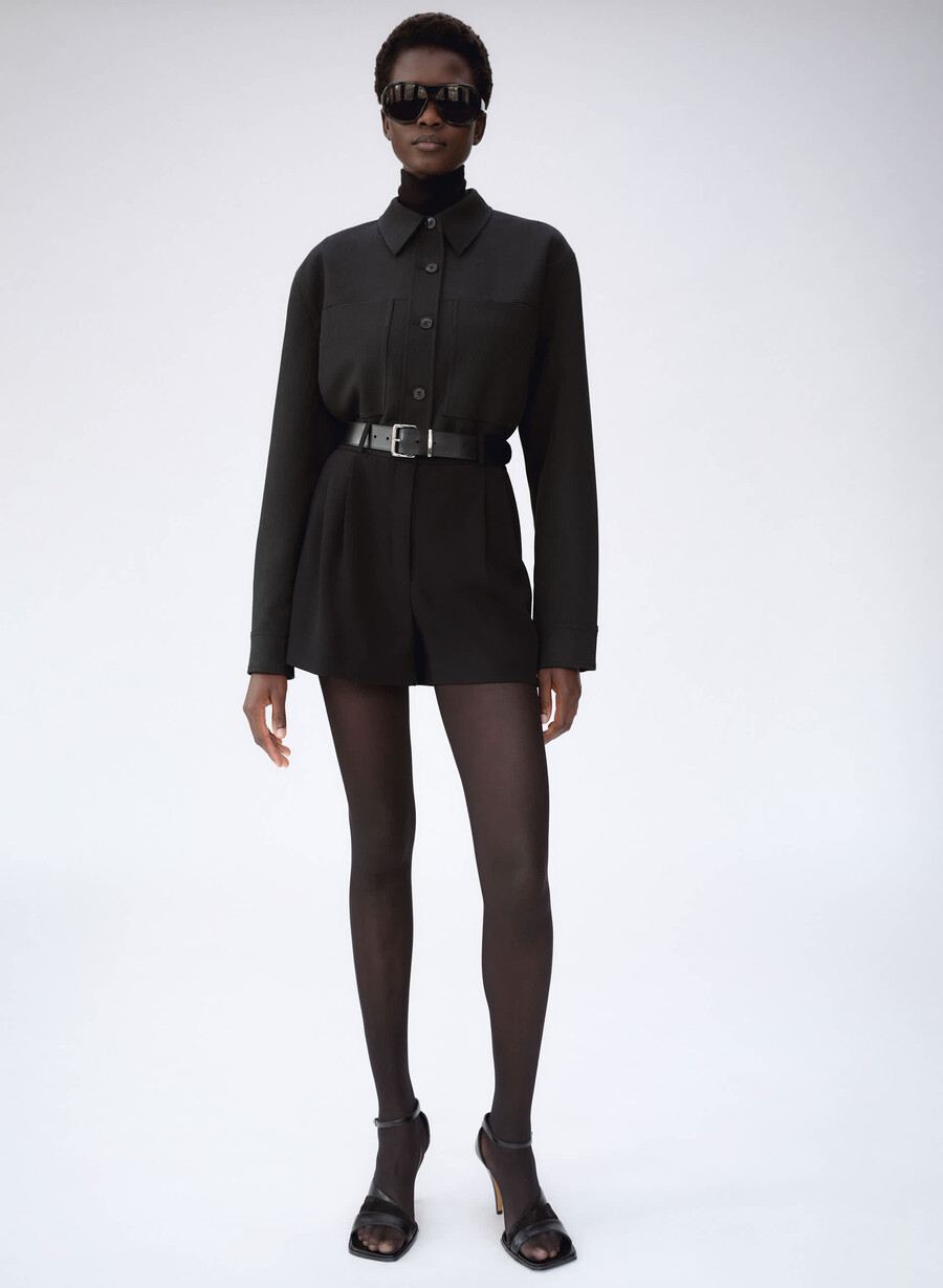 mini short plissettato dark olive