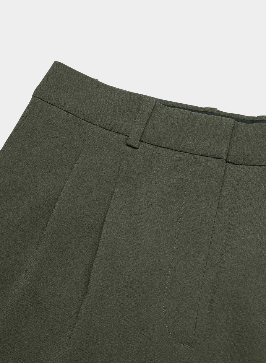 mini short plissettato dark olive