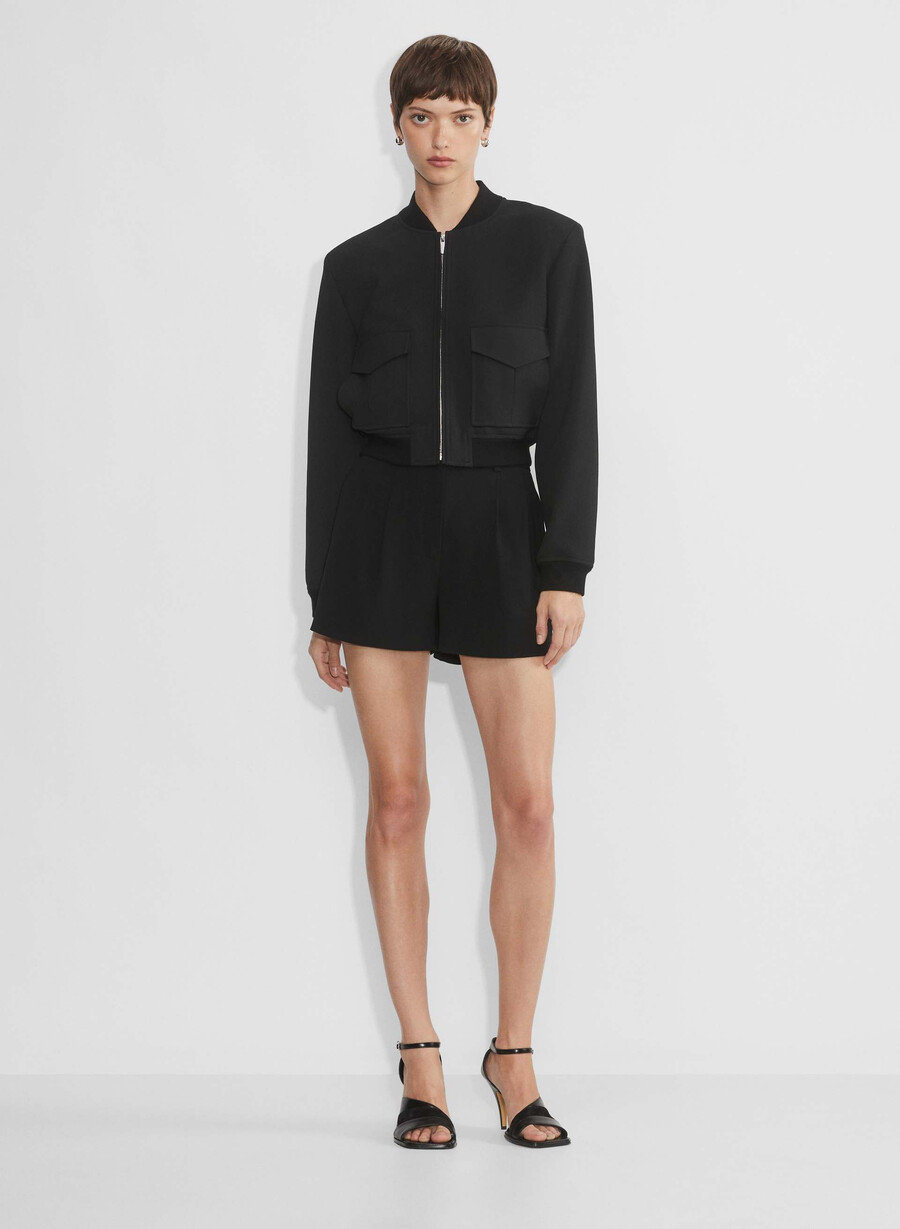 mini short plissettato dark olive