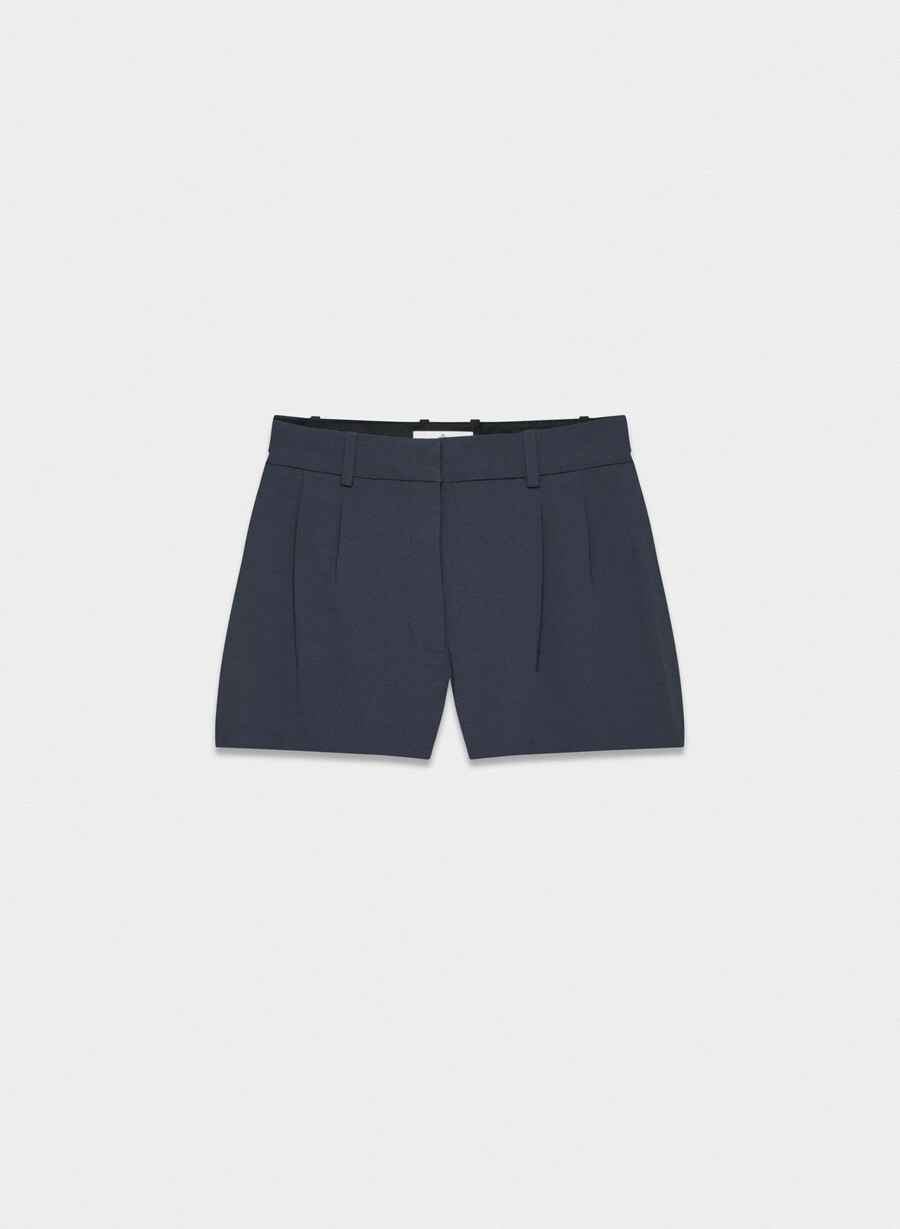 mini short plissettato dark navy