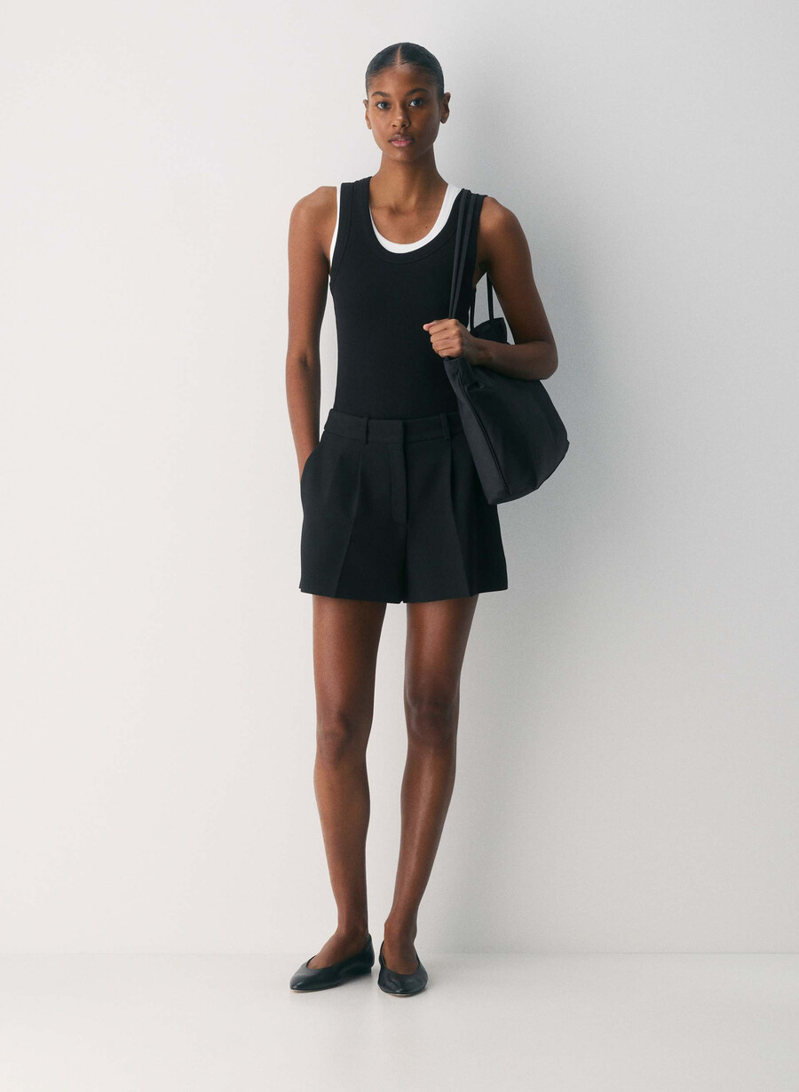 mini short plissettato - ressential nero