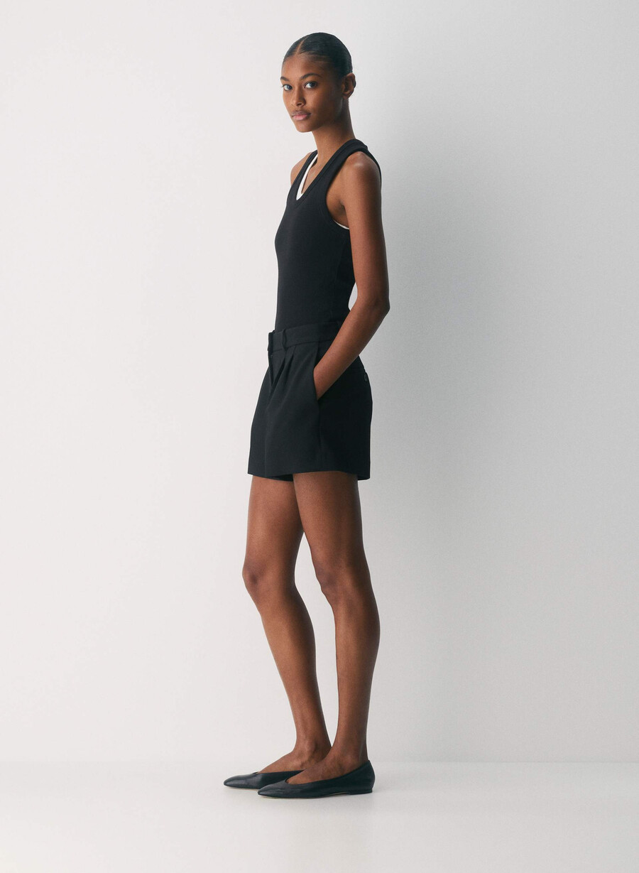 mini short plissettato - ressential nero