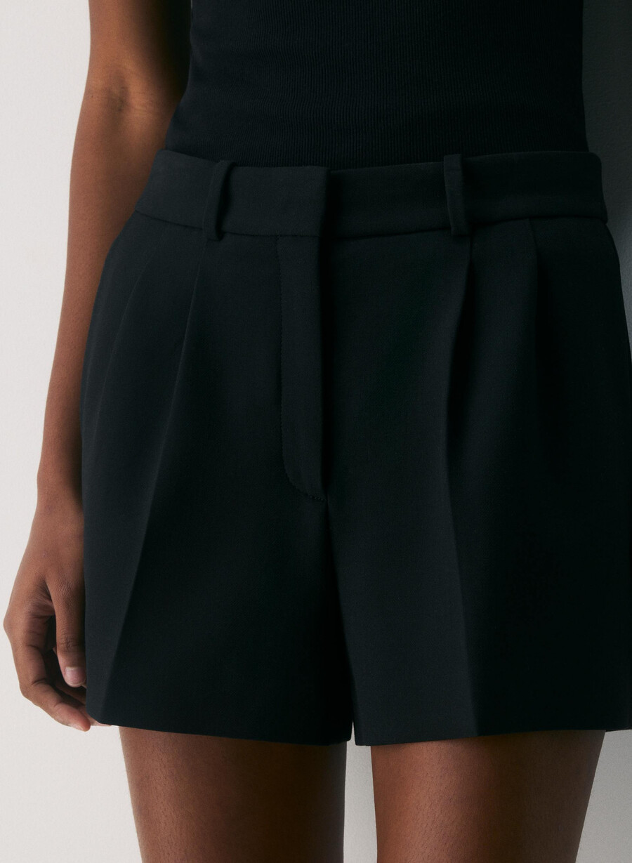 mini short plissettato - ressential nero