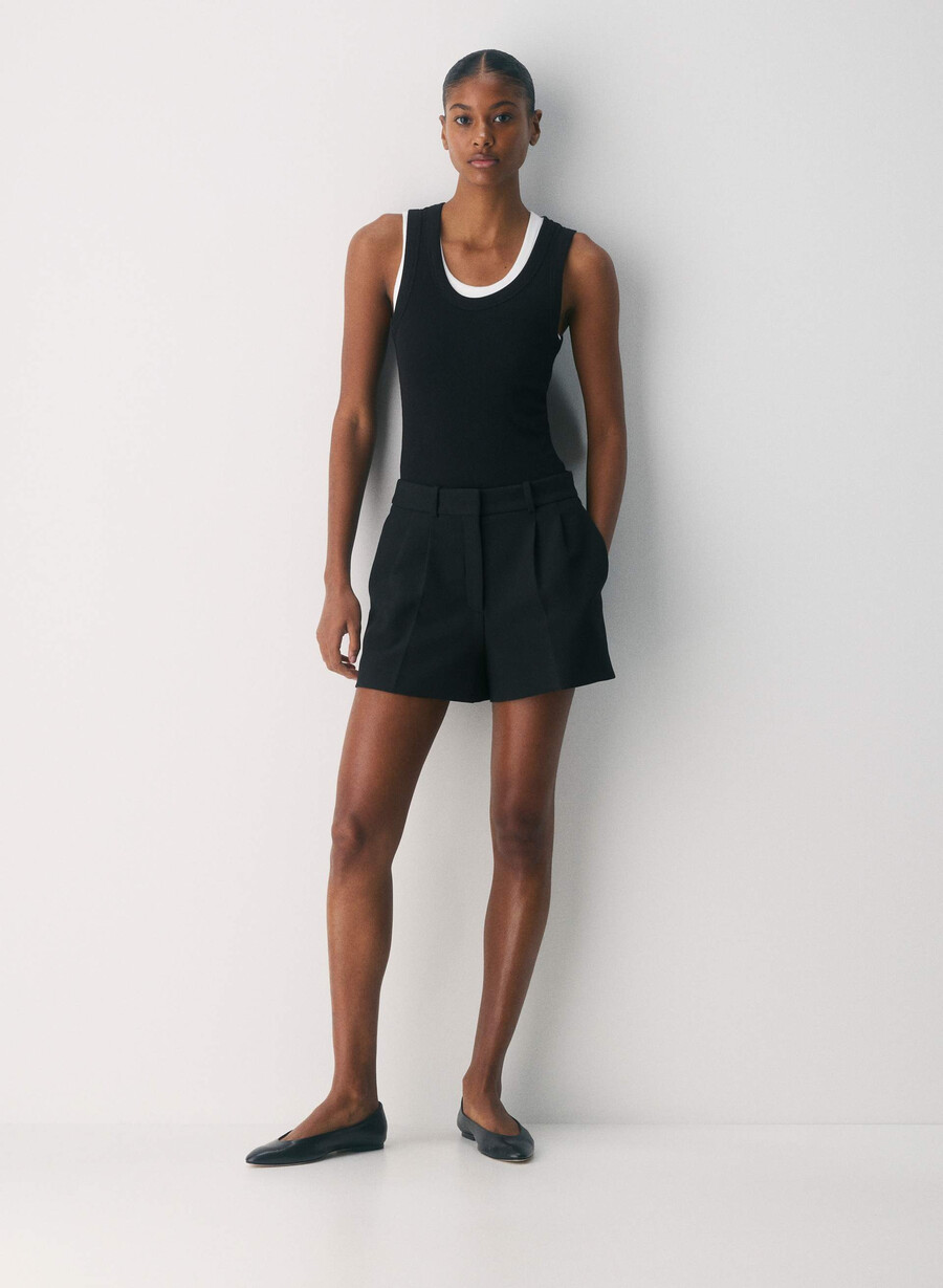 mini short plissettato - ressential nero