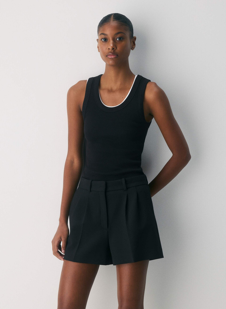 mini short plissettato - ressential nero